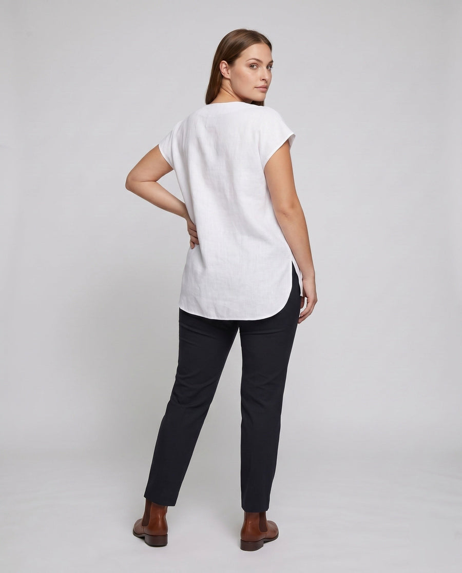 Clementine Airy Linen Top with V-Neck
