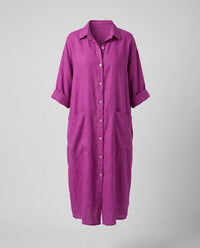 Clementine Linen Dress with Pockets in Purple