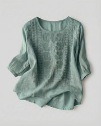 Clementine Linen Tunic in Cyan