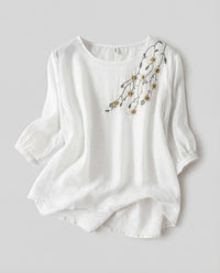 Clementine Linen Tunic in Ivory