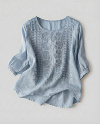 Clementine Linen Tunic in Light Blue