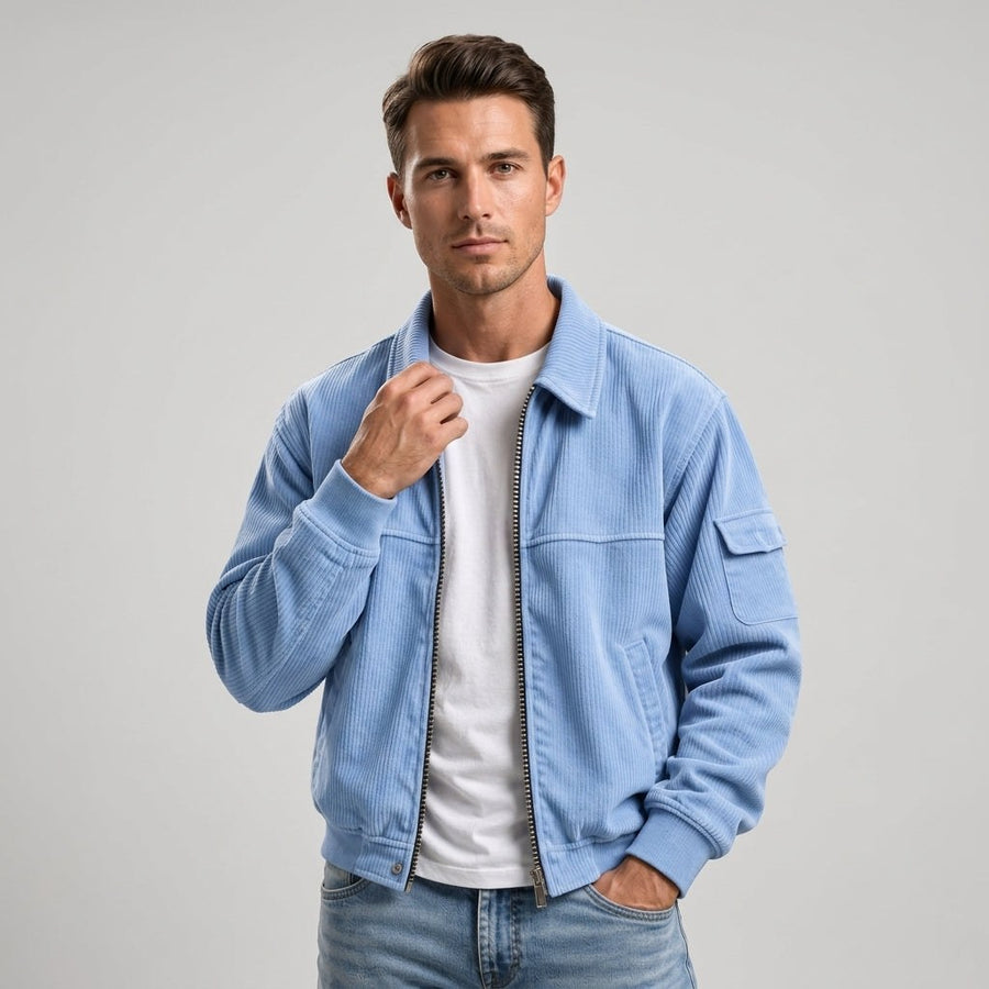 Clifton Corduroy Jacket in Carolina Blue
