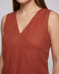 Clio Elegant Linen Dress with V-Neck