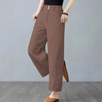 Clio Linen Trousers with Elastic Waist and Pockets