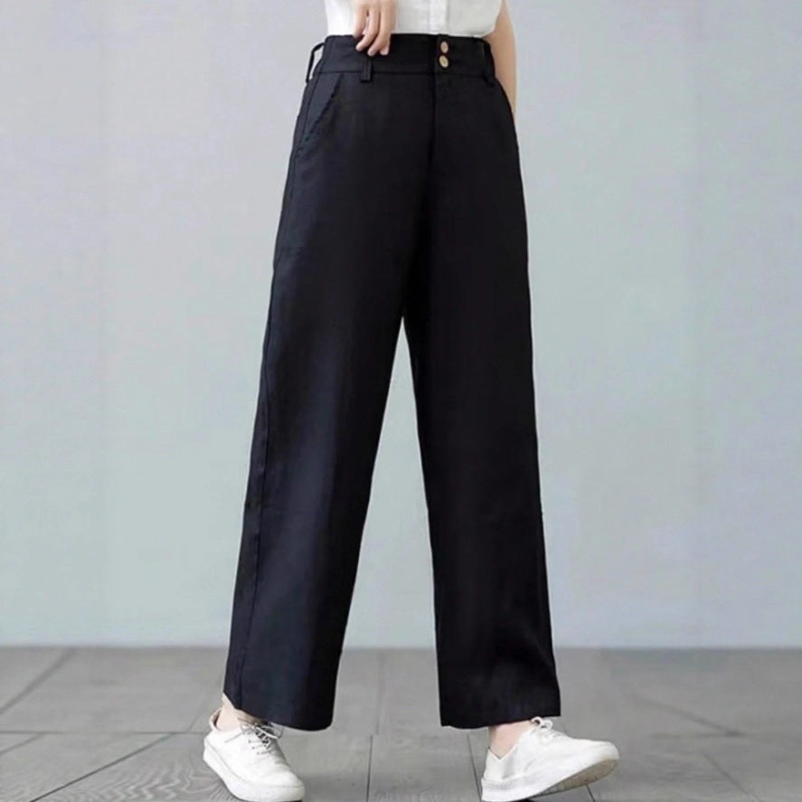 Clio Linen Trousers with Elastic Waist and Pockets