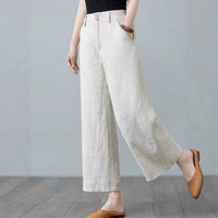 Clio Linen Trousers with Elastic Waist and Pockets