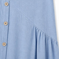 Clovaine Women's Linen Midi Dress with Button Detail