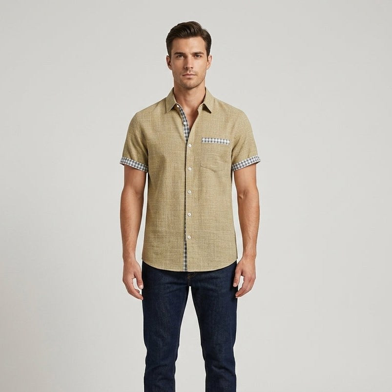 Coastal Cabana Linen Shirt in Beige
