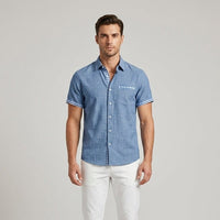 Coastal Cabana Linen Shirt in Coastal Blue