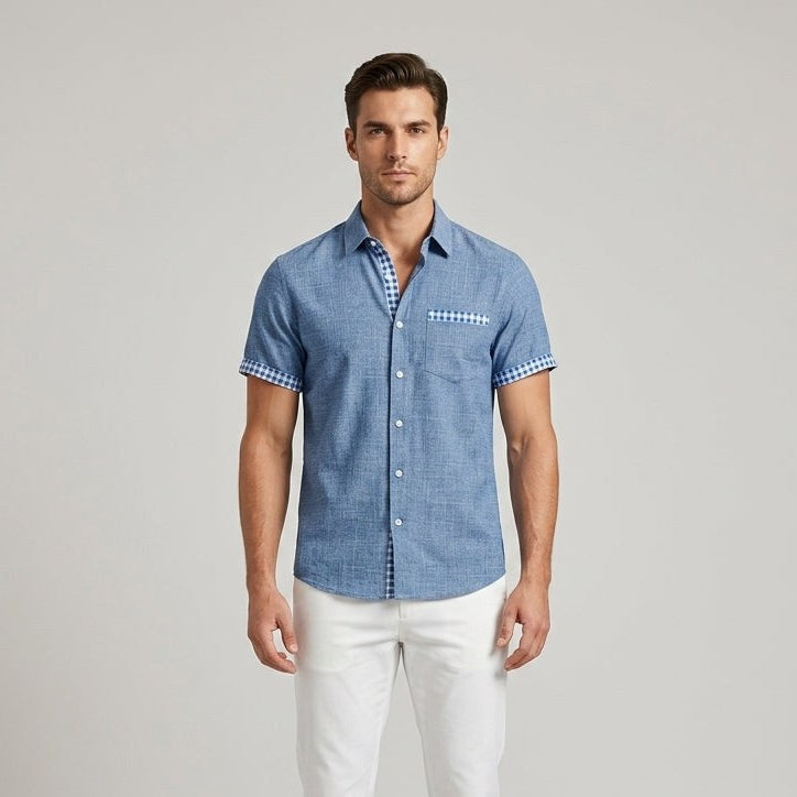 Coastal Cabana Linen Shirt in Coastal Blue