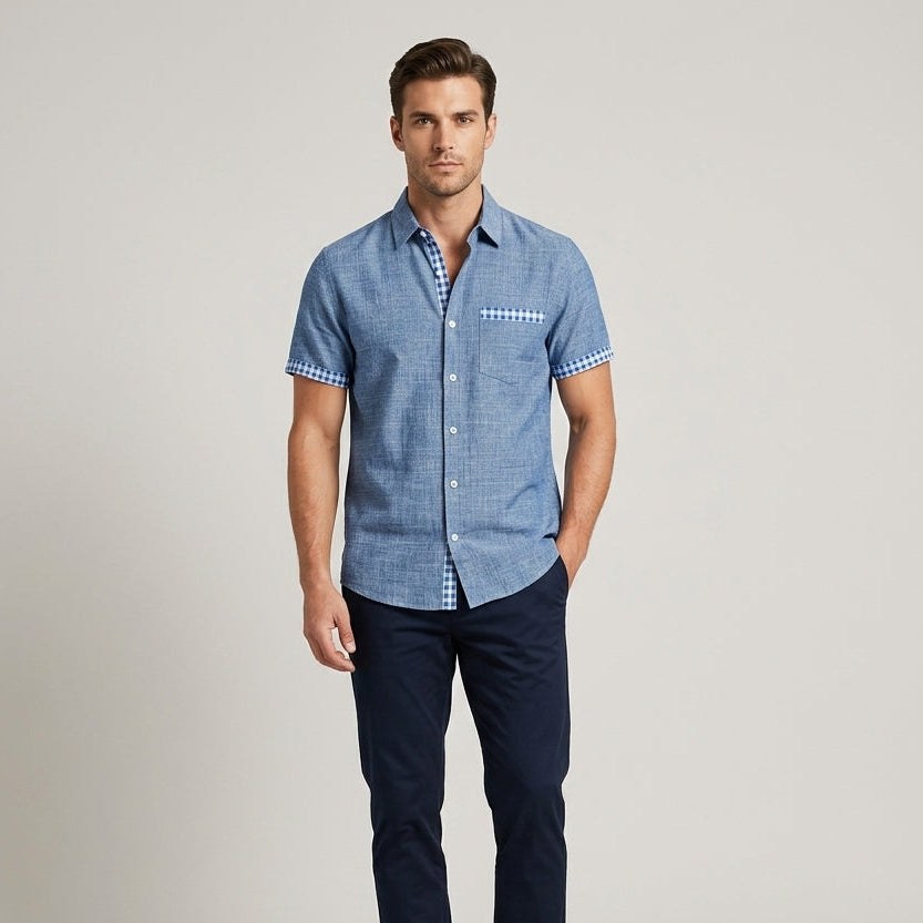 Coastal Cabana Linen Shirt in Coastal Blue