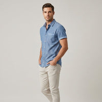 Coastal Cabana Linen Shirt in Coastal Blue