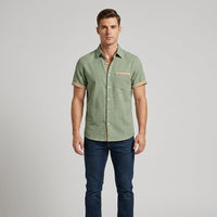 Coastal Cabana Linen Shirt in Emerald