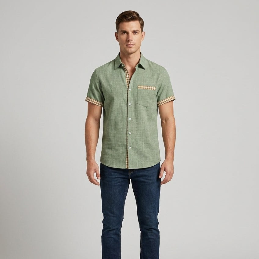 Coastal Cabana Linen Shirt in Emerald