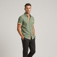 Coastal Cabana Linen Shirt in Emerald