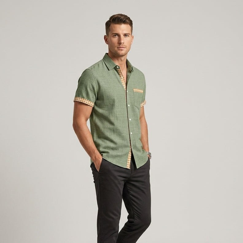 Coastal Cabana Linen Shirt in Emerald