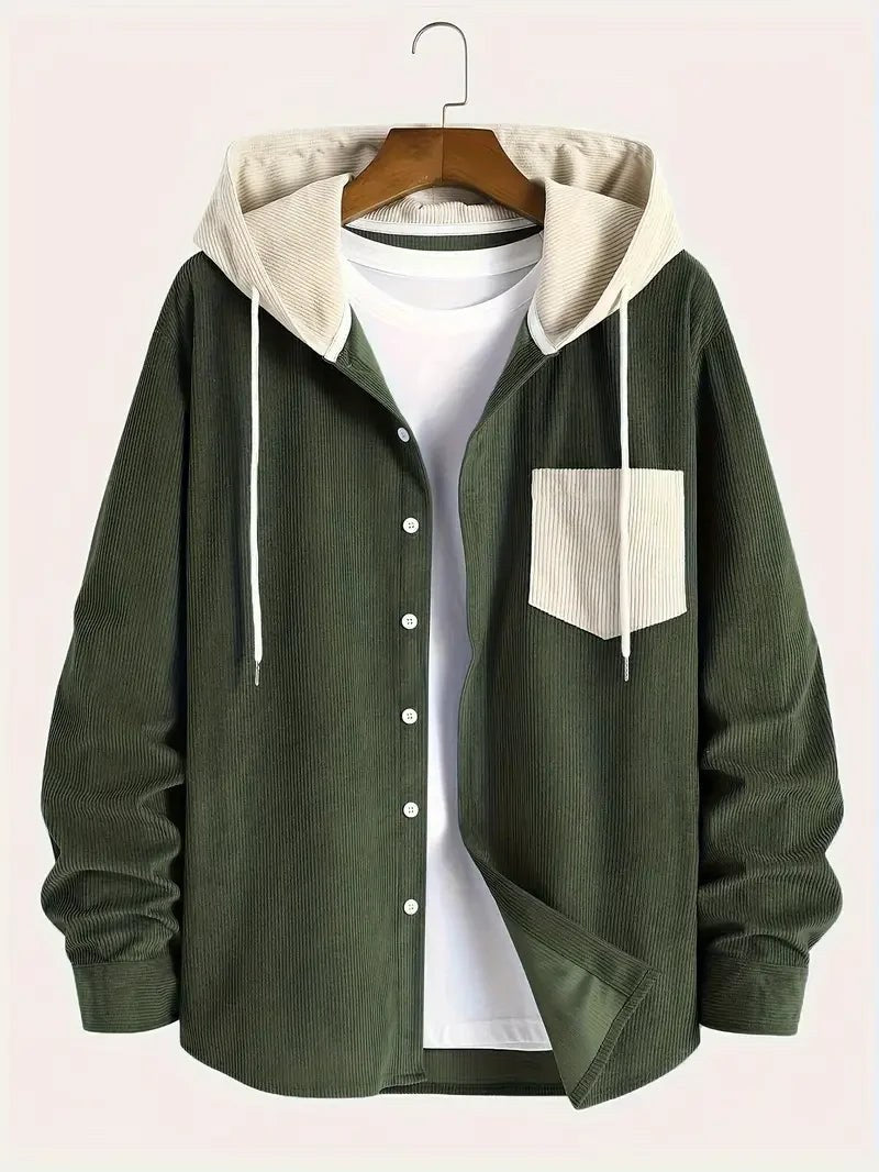 Colby Corduroy Shirt Jacket in Army Green