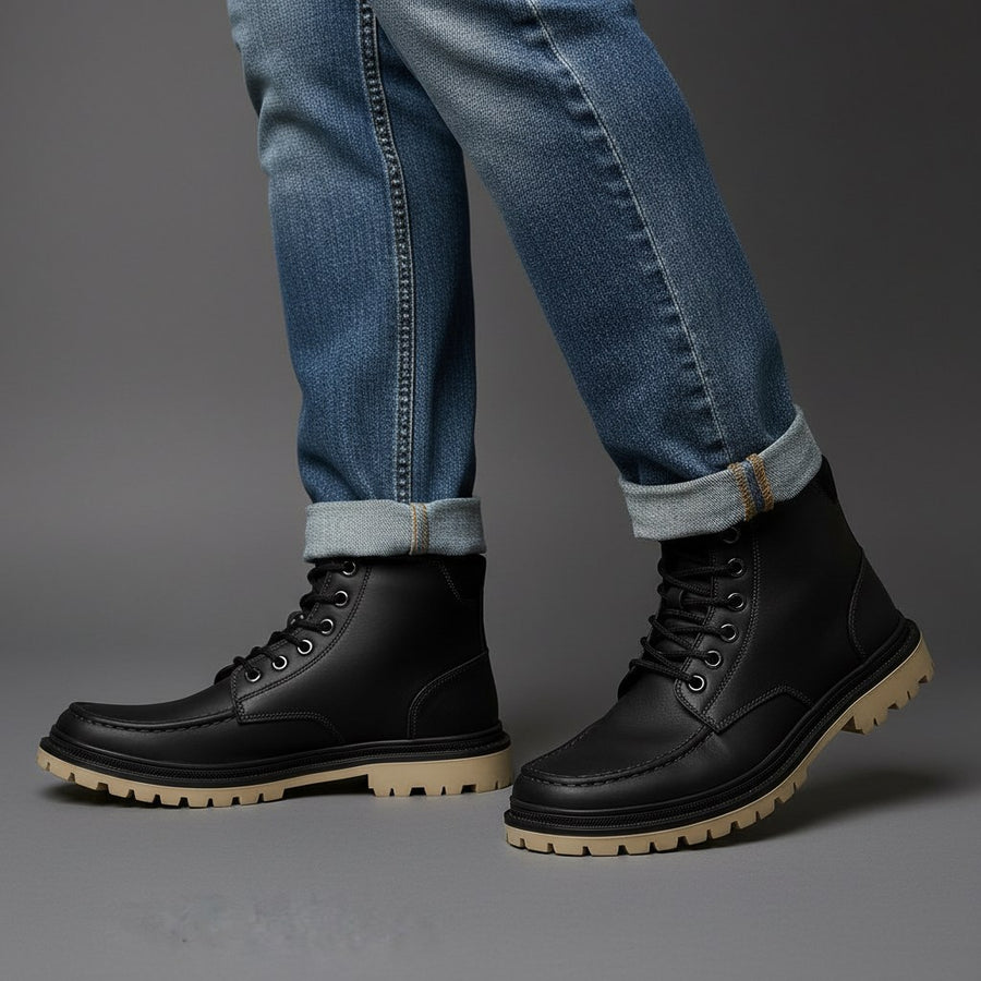 Colby High Top Leather Boot in Black