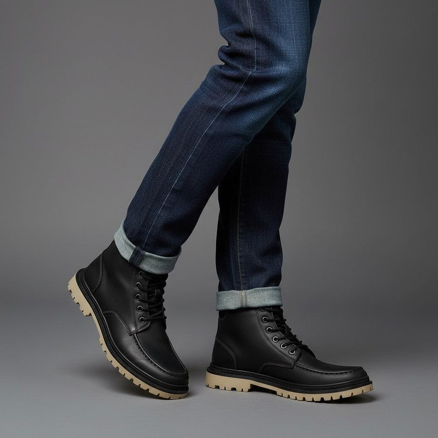 Colby High Top Leather Boot in Black