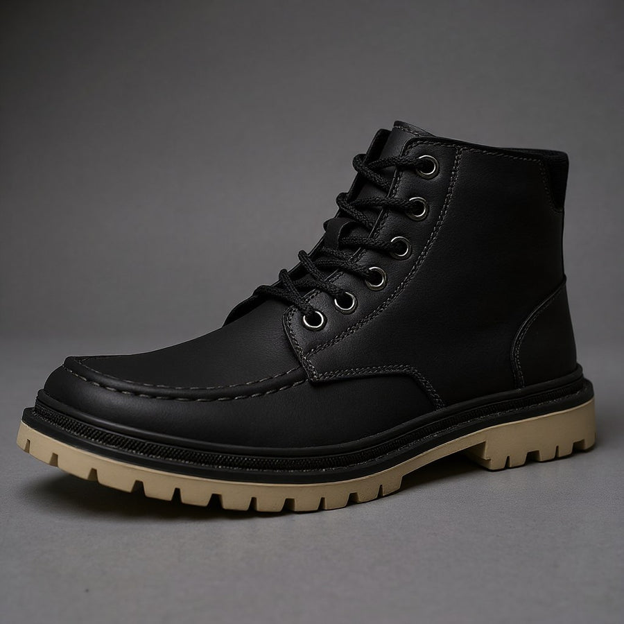 Colby High Top Leather Boot in Black