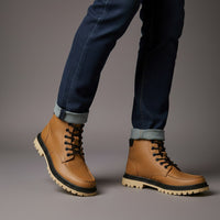 Colby High Top Leather Boot in Khaki