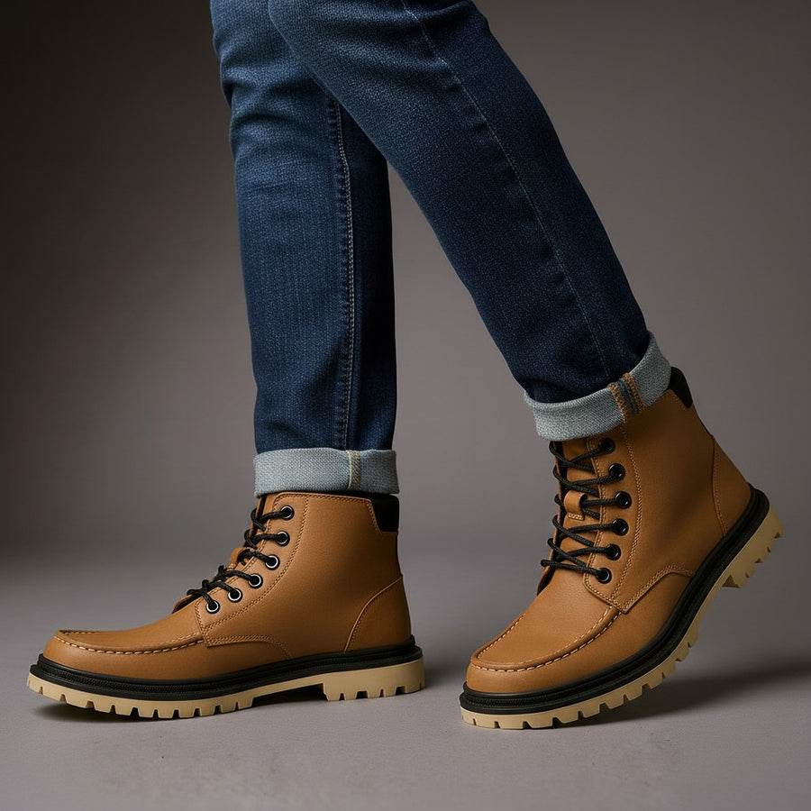 Colby High Top Leather Boot in Khaki