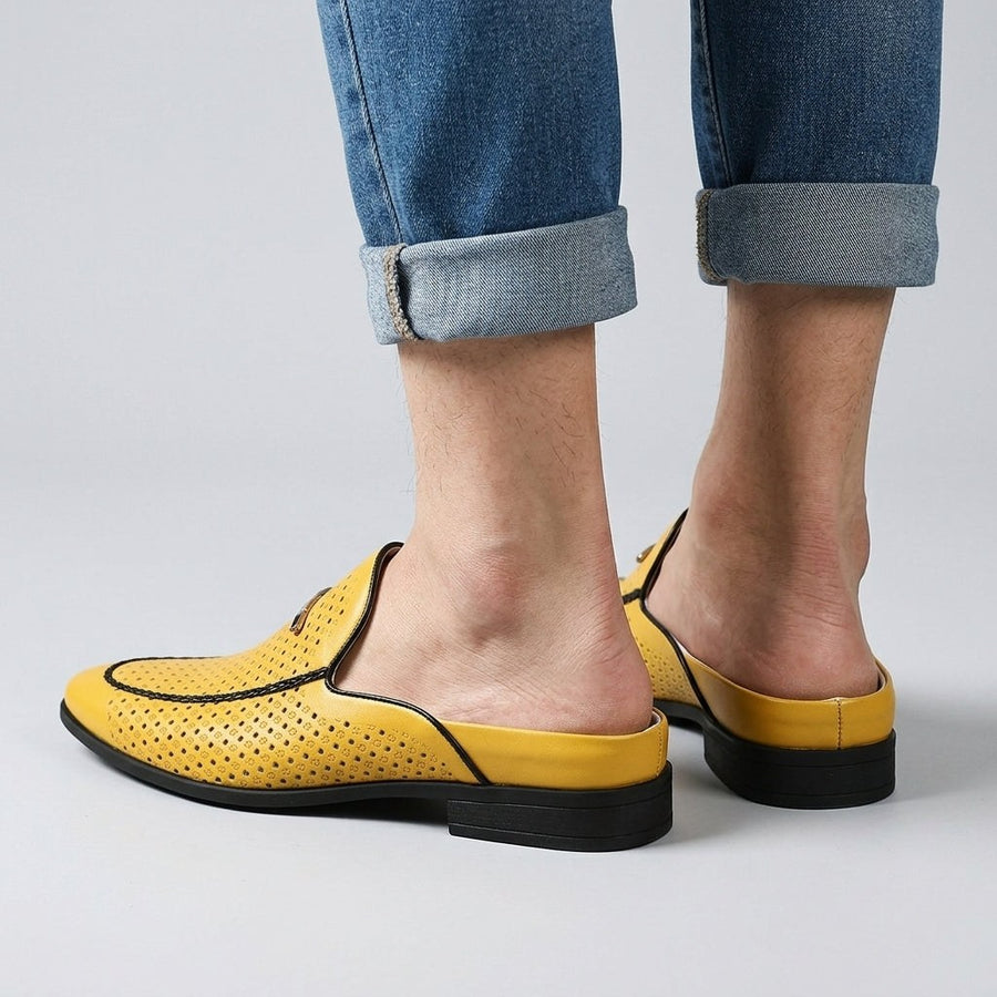 Cole Perforated Slip-On Loafer in Canary Yellow