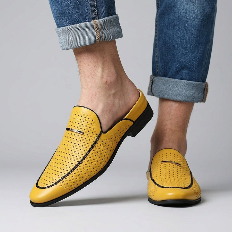 Cole Perforated Slip-On Loafer in Canary Yellow