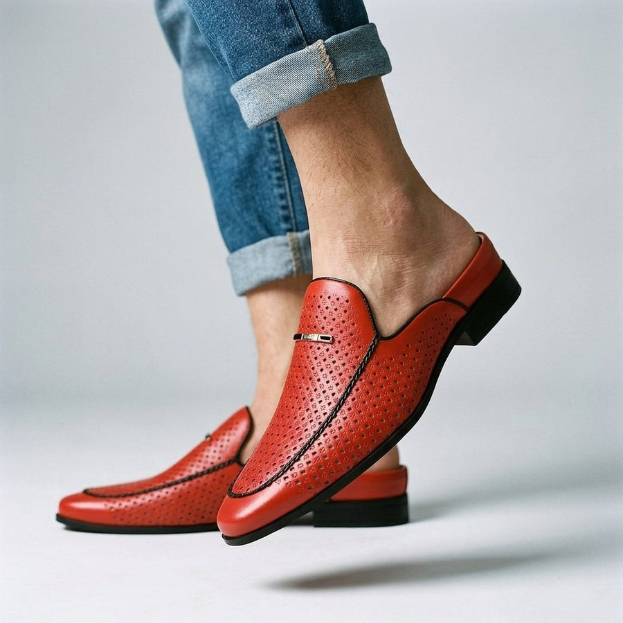 Cole Perforated Slip-On Loafer in Crimson