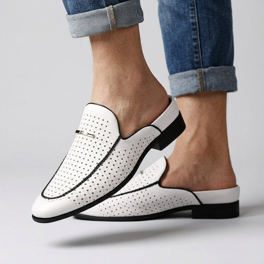 Cole Perforated Slip-On Loafer in Pearl