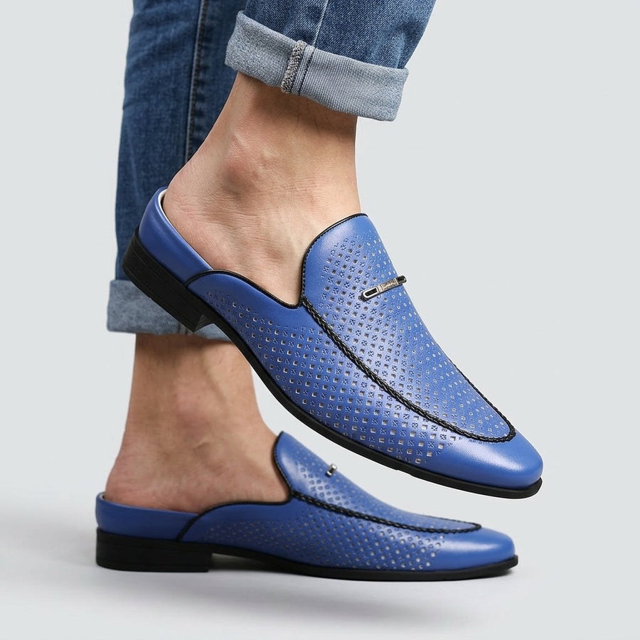 Cole Perforated Slip-On Loafer in Royal Blue