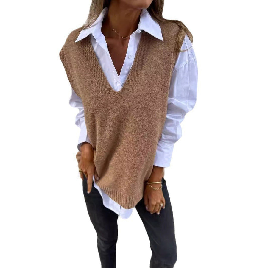 Colette Casual Knit Sweater with V-Neck