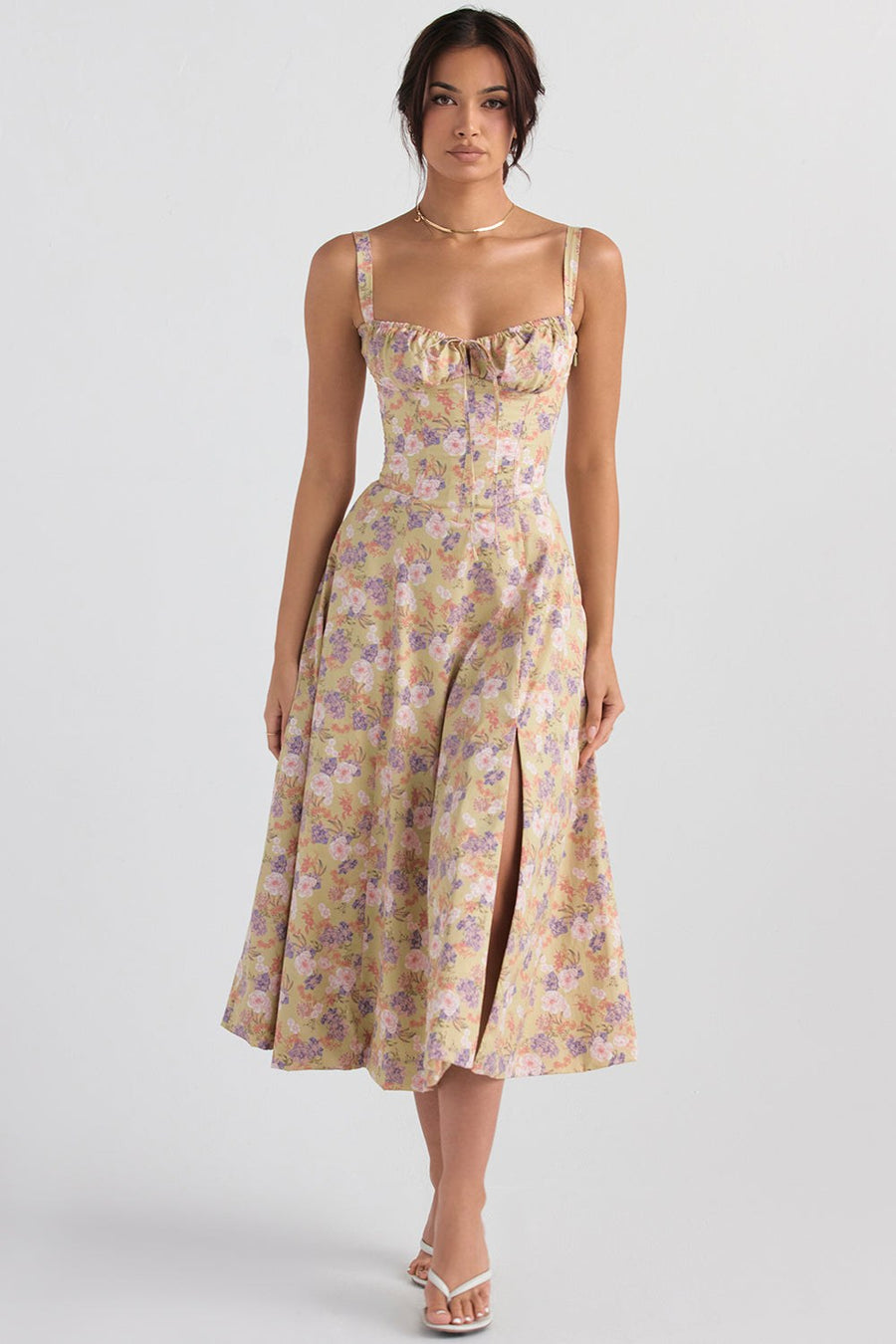 Colette Dress with Fitted in Grün-Blumig