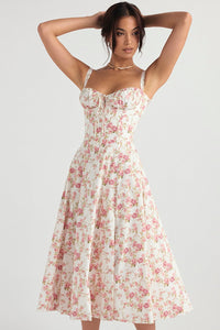 Colette Dress with Fitted in Rot-Blumig
