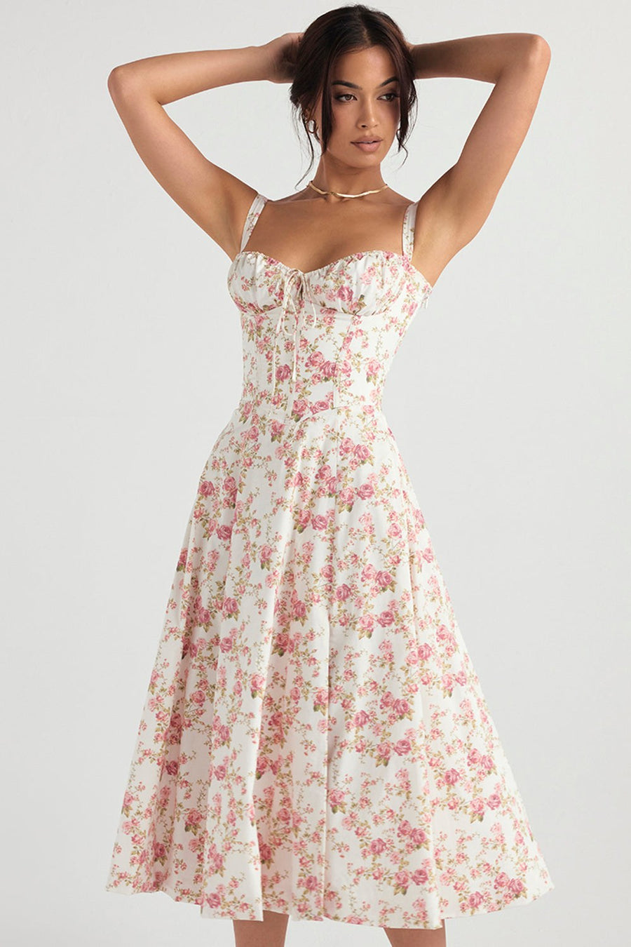 Colette Dress with Fitted in Rot-Blumig
