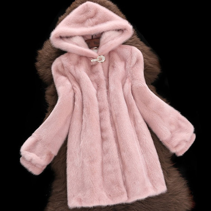 Colette Elegant Coat with Hood in Black