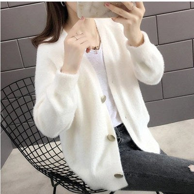 Colette Elegant Knit Cardigan in Dark Green