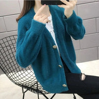 Colette Elegant Knit Cardigan in Dark Green