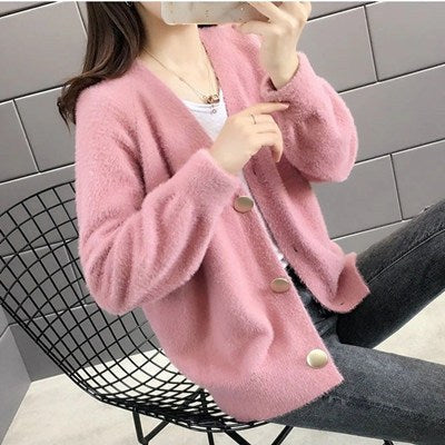 Colette Elegant Knit Cardigan in Pink
