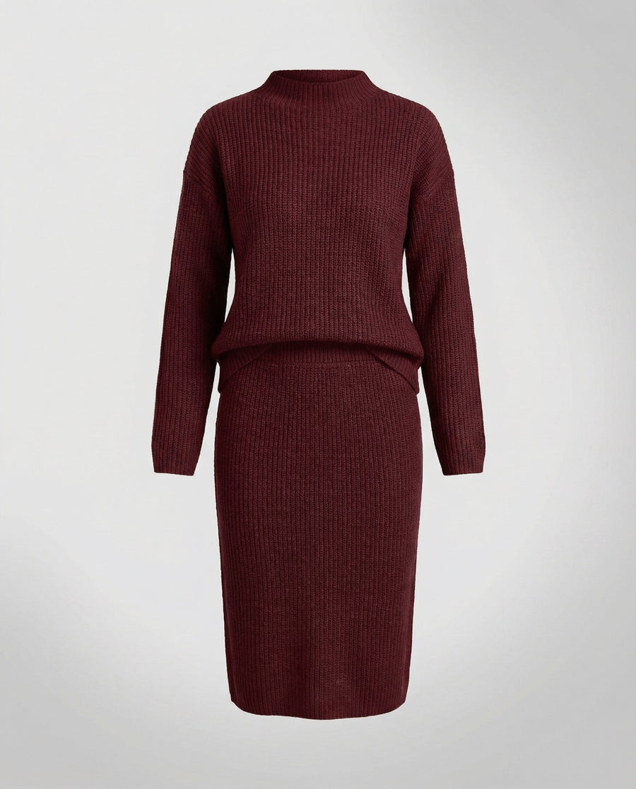 Colette Elegant Knit Sweater in Dark Red
