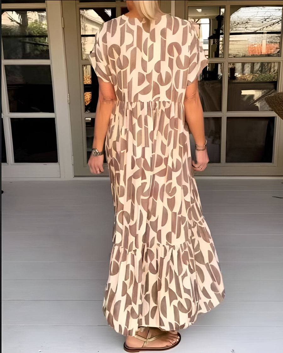 Colette Fluid Dress with V-Neck in Black
