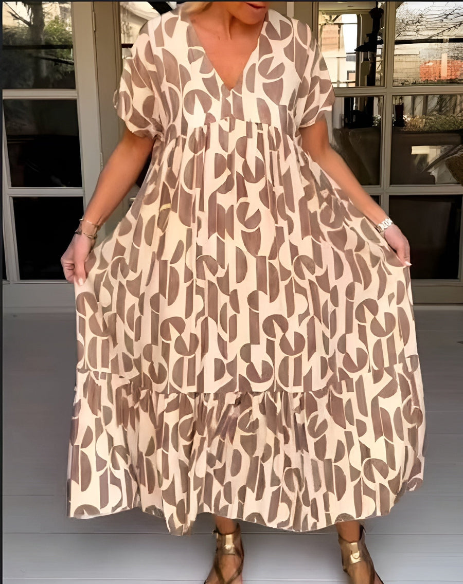 Colette Fluid Dress with V-Neck in Black