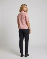 Colette Linen Blouse with Stand Collar