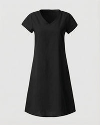 Colette Linen Dress in Black