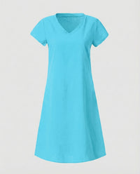 Colette Linen Dress in Blue