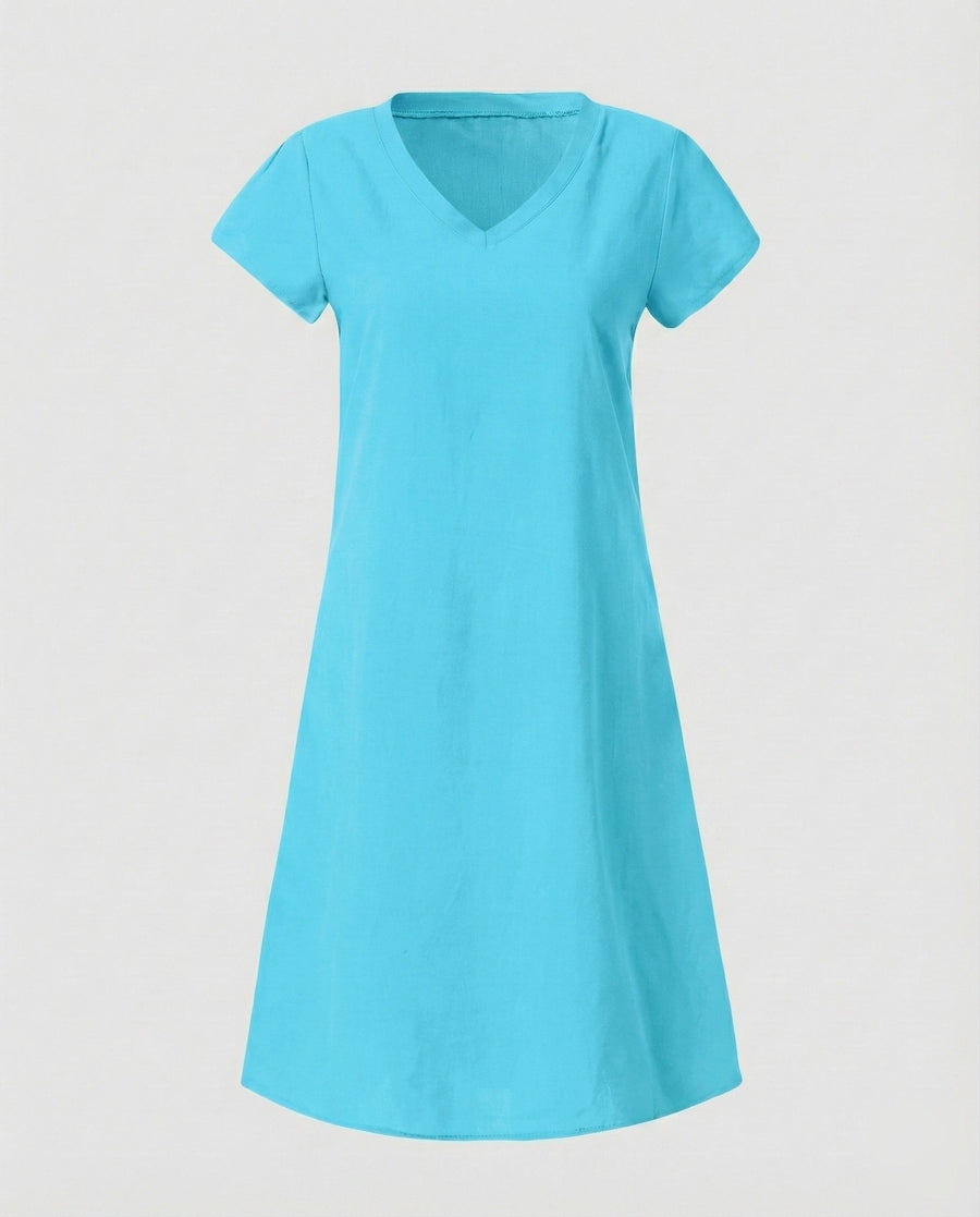 Colette Linen Dress in Blue