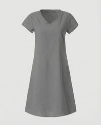 Colette Linen Dress in Grey
