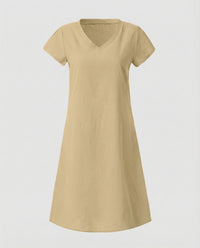 Colette Linen Dress in Khaki