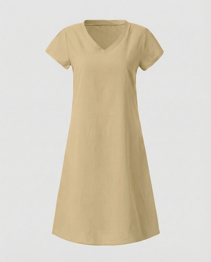 Colette Linen Dress in Khaki