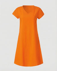Colette Linen Dress in Orange